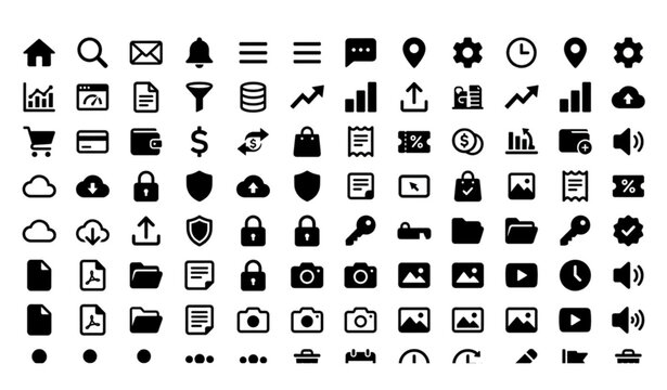 Modern Web and Digital UI Flat Icon Set Vector Collection