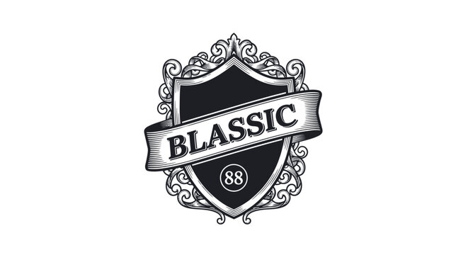 Blassic 88 Vintage Shield Emblem Logo Design