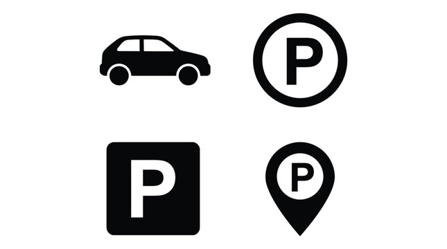 Road sign and parking lot | car icon mark vector set.eps