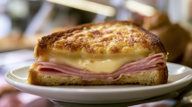 gourmet croque monsieur food photography shot with high fidelity