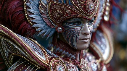Fototapeta premium Carnival Performer in Opulent and Elaborately Decorated Costume