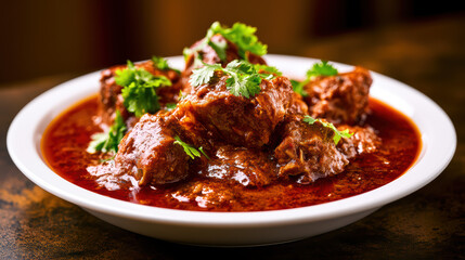 Fototapeta premium transparent food photography of indian lamb rogan josh