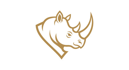 Elegant line art of a rhino head with a prominent horn and fantasy elements © Basar