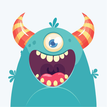 Cute Cartoon Cyclops Monster