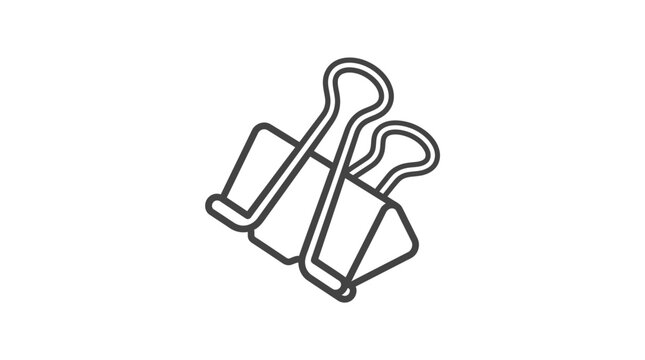 Two metal binder clips line art icon.