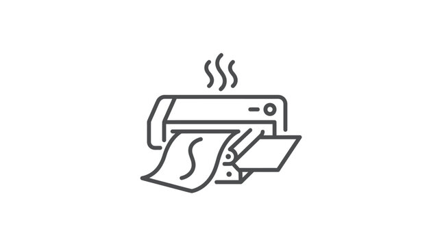 Thermal laminating machine icon line art illustration.