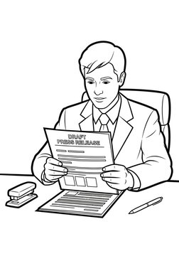 Businessman reviewing important documents at his desk.