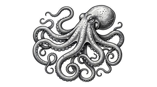 Detailed illustration of an octopus.