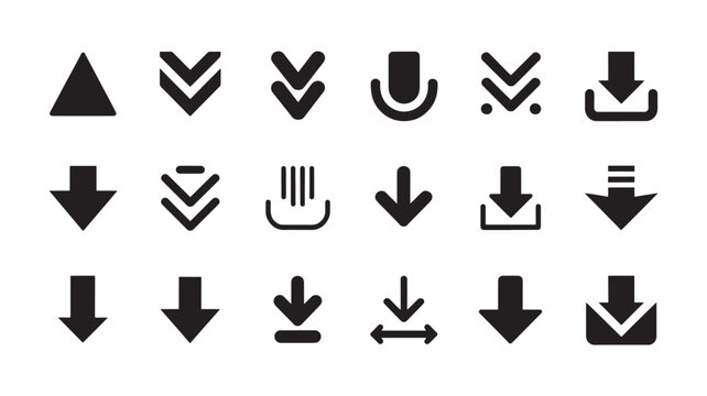 Download Icons Collection Modern Downward Arrow Symbols for Website and Interface Design