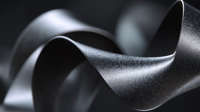 Abstract metal ribbons on transparent