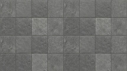 Fototapeta premium Textured Gray Stone Square Tiles, Seamless Pattern Background, Natural Slate Surface, Modern Architectural Material, Interior Design Element