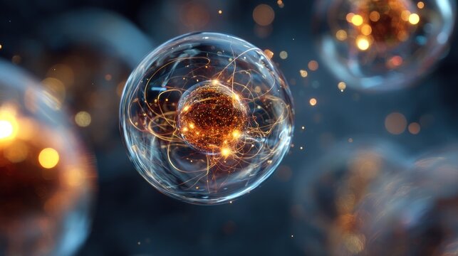 Abstract cell structure with energy glow