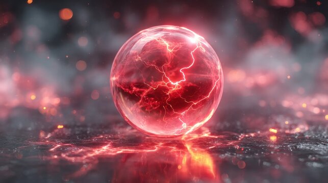 Glowing red orb with energy display