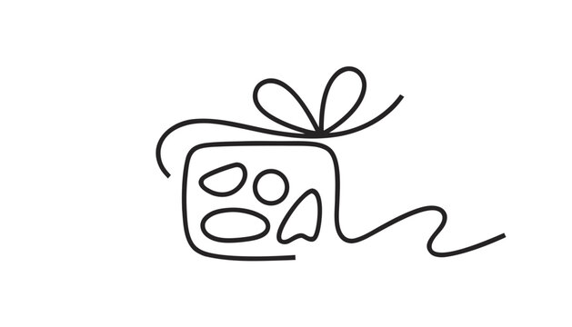 Gift box icon, wrapped present symbol, minimalist line art, simple bow