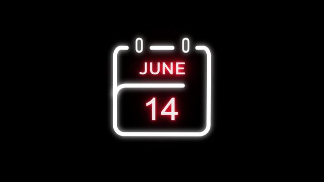June calendar icon. 14 June calendar date animation. Countdown calendar concept. and stunning 4k animation.
