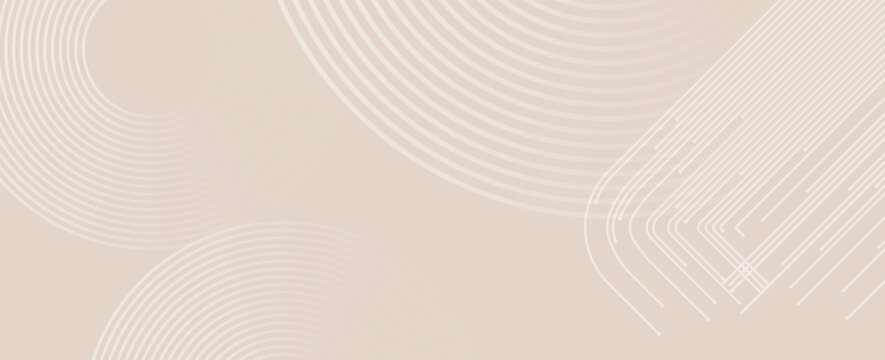 Creative geometric circle poster template. Modern minimalist line art illustration with luxury abstract gradient pattern on beige wall.