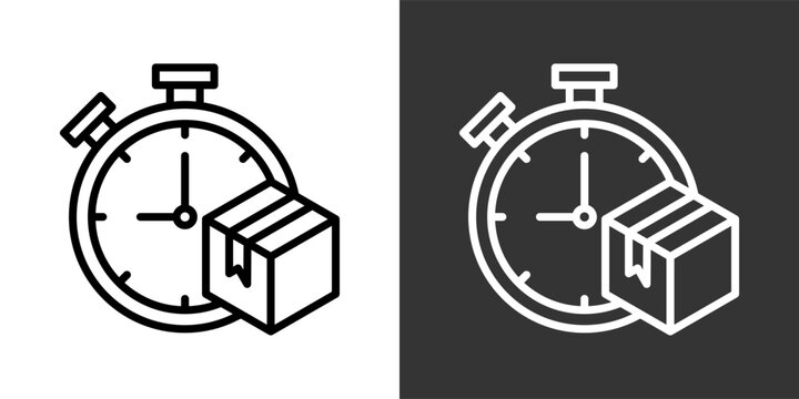 Just In Time Black And White Multiple Style Icon Set Collection Pack Vector Illustration 