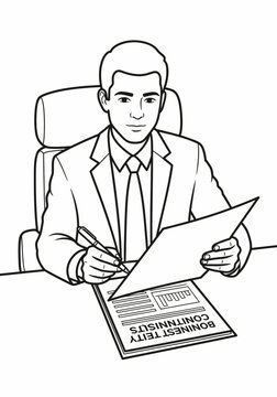 Businessman reviewing important documents at his desk.