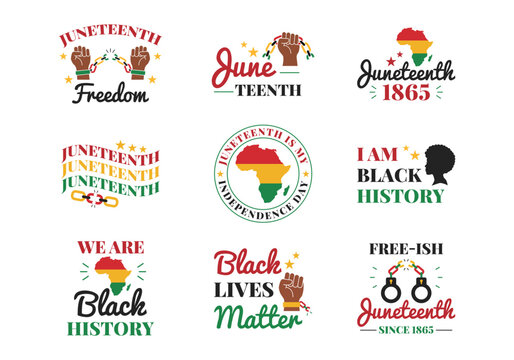 Juneteenth Black History Celebration Badge and Icon Set.