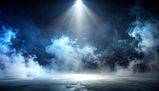 Dramatic spotlight shining through smoke.