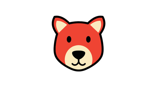 Red bear head mascot with friendly expression