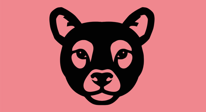 Black feline head silhouette on pink background