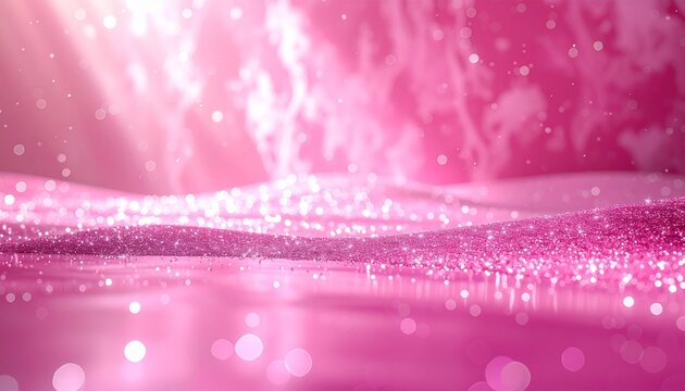 Abstract pink glittery waves with bokeh particles and soft lighting abstract background luxurious celebration shimmering feminine particles glittery romantic