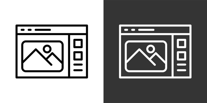 Wireframes Black And White Multiple Style Icon Set Collection Pack Vector Illustration 