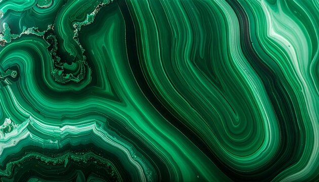 Polished malachite mineral surface