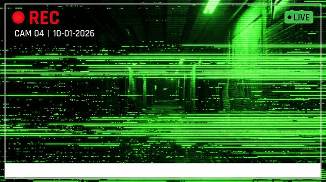 Recording Screen Displaying Green Digital Noise with Date and Time Information for Cam 01 on 10-03-2026