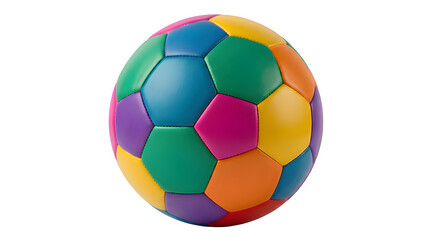 Fototapeta premium Colorful multicolored hexagonal pattern soccer ball with football hexagonal colorful multicolored recreation activity equipment spectrum exercise athletic isolated training professional