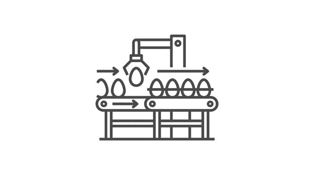 Industrial egg production line conveyor belt icon.