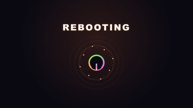 System rebooting screen with colorful circular progress bar . 4K Video