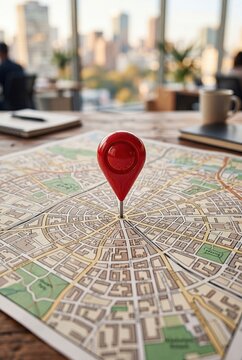 Map location pin on city map navigation and local business concept