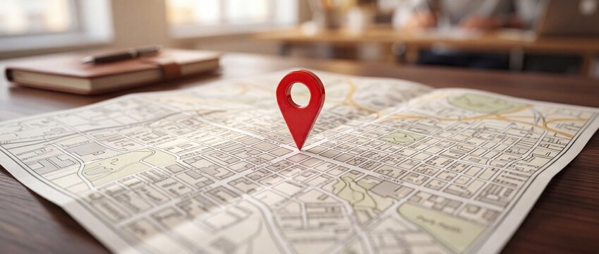 Map location pin on city map navigation and local business concept