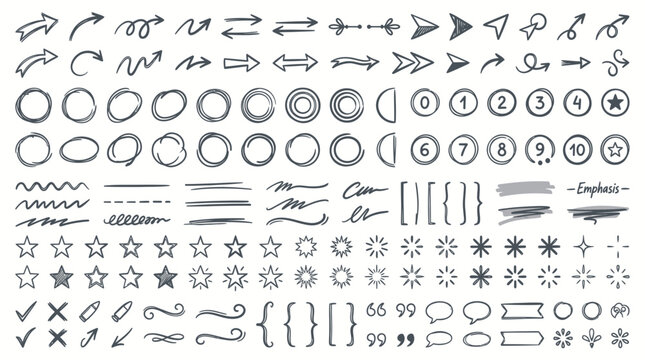 Collection of various line icons.
