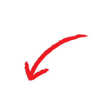 Stylized icon of a red wavy arrow curving downward. Vector illustration of a smooth, inclined curve.
