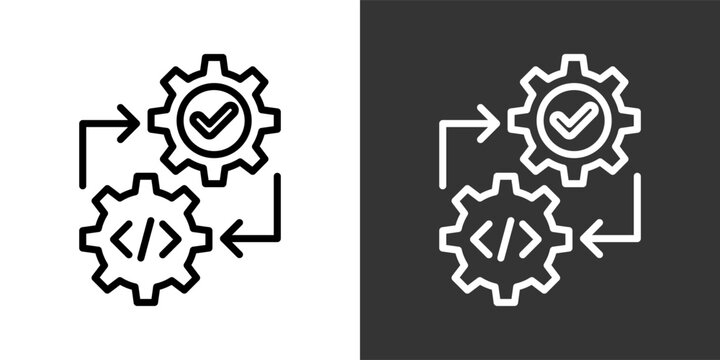 Integration Testing Black And White Multiple Style Icon Set Collection Pack Vector Illustration 