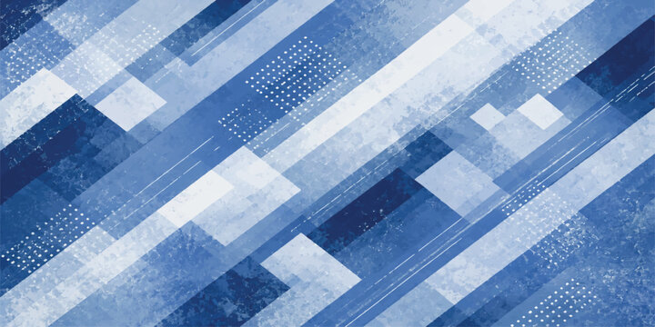 Blue geometric line pattern with diagonal grids, layered rectangles, and textured digital effects forming a modern, structured, and visually engaging abstract background suitable for tech and design t