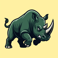 Fototapeta premium Rhino Illustration Character Vector Logo Template