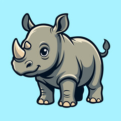 Fototapeta premium Rhino Illustration Character Vector Logo Template
