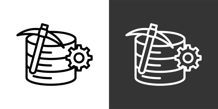 Data Mining Black And White Multiple Style Icon Set Collection Pack Vector Illustration 