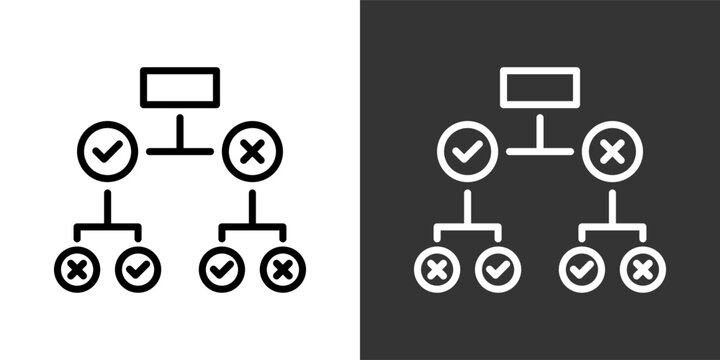 Decision Tree Black And White Multiple Style Icon Set Collection Pack Vector Illustration 