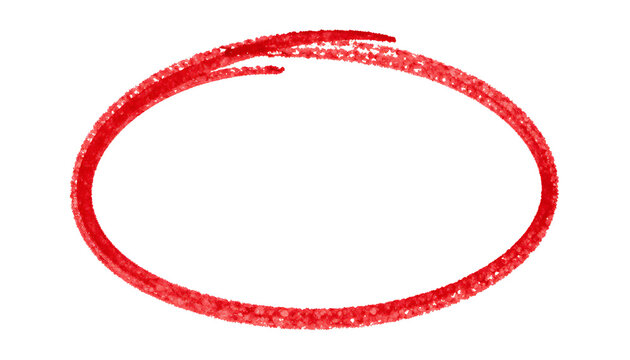 Hand drawn red marker circle texture isolated on transparent background
