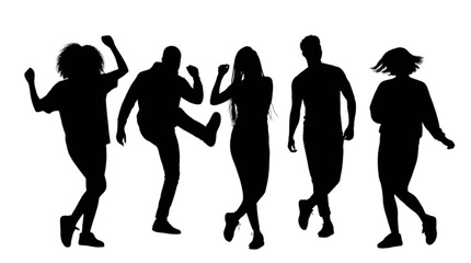 Fototapeta premium Five silhouettes dancing together joyfully