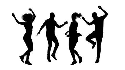 Fototapeta premium Four people silhouette dancing joyfully together