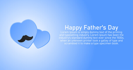 Happy Father's Day Blue background with hearts and mustache icons © Dear