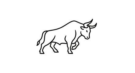 Fototapeta premium Black line art bull illustration.