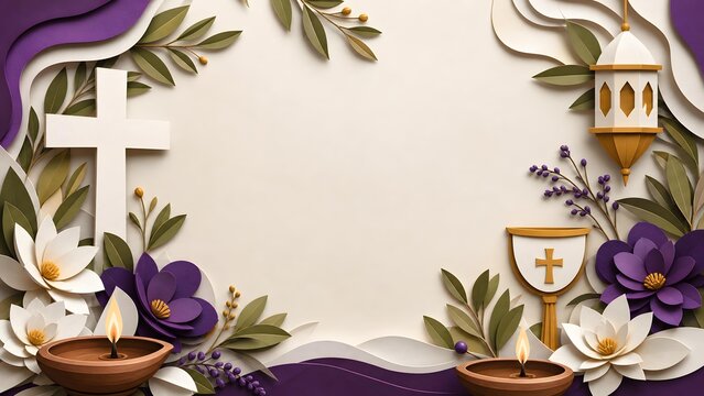 Christian Cross And Holy Communion Chalice Banner Background