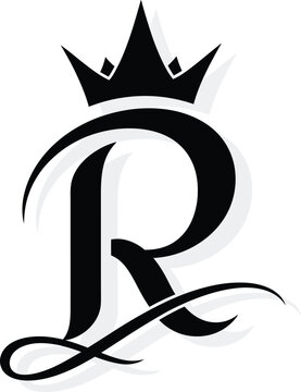 Large black letter R with crown on top  royal symbol